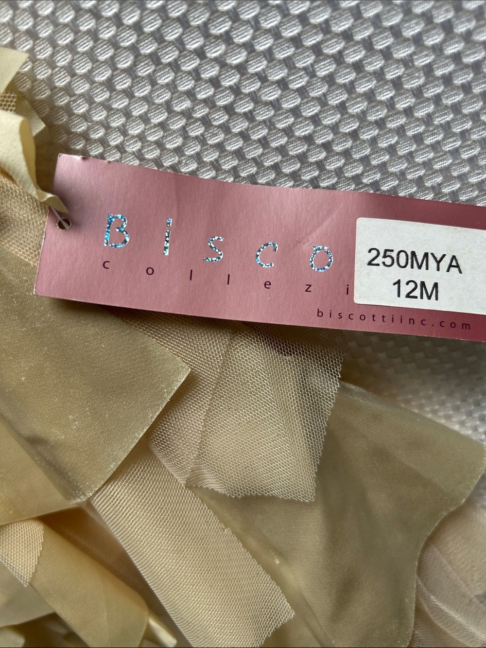 Biscotti Elegant Gold LayeredSatin Flower Trim Dress . Size 12 months. NWT - Picture 8 of 8